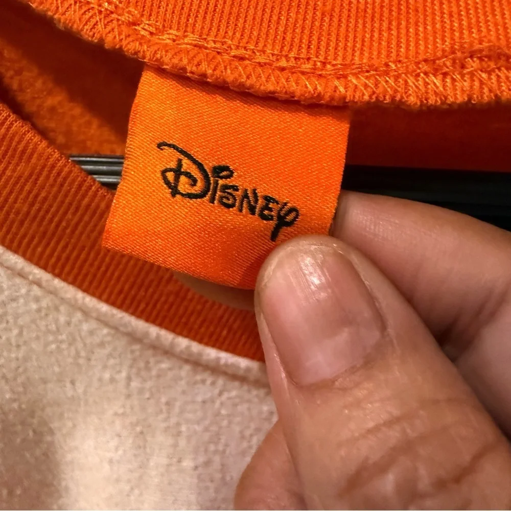 Disney Halloween*NO SIZE TAG* Long Sleeve T-Shirt Mickey & Friends Orange White - Picture 3 of 10